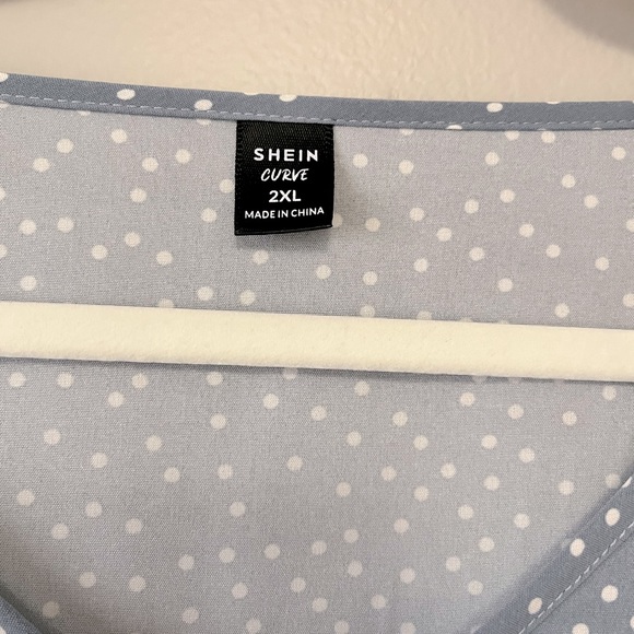 Baby Blue Polka Dot Peplum Top - Picture 5 of 5